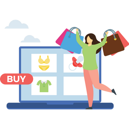 Woman shopping online  Illustration