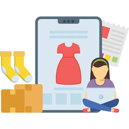 Woman shopping online  Illustration