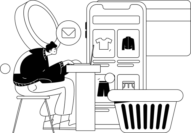 Woman shopping online  Illustration