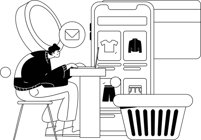 Woman shopping online  Illustration