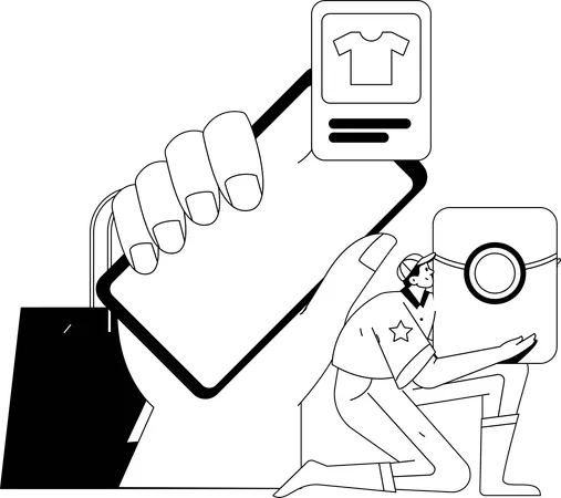 Woman shopping online  Illustration