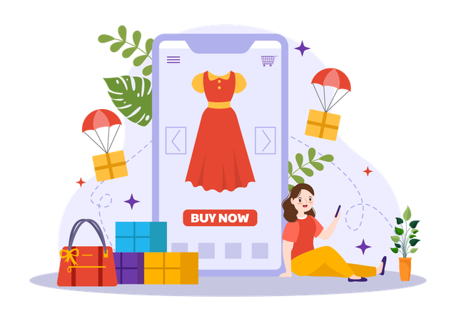 Woman shopping online  Illustration