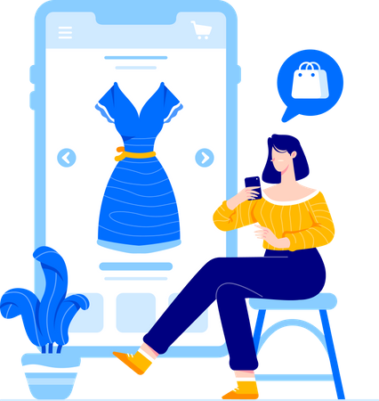 Woman shopping online  Illustration