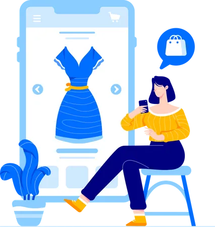 Woman shopping online  Illustration