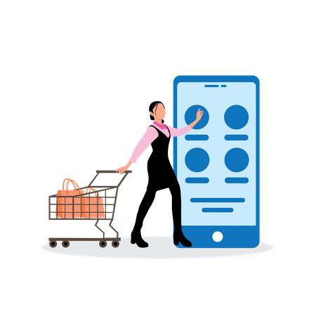 Woman shopping online  Illustration