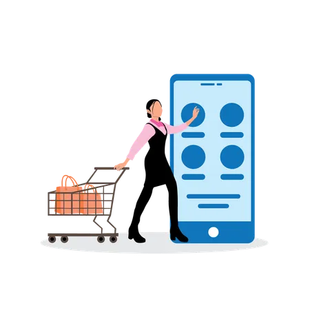 Woman shopping online  Illustration