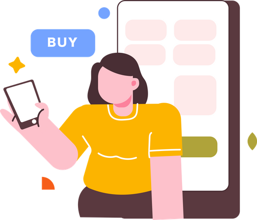 Woman shopping online via ecommerce app  Illustration