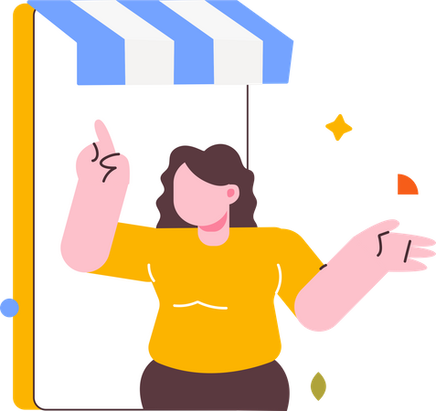Woman shopping using ecommerce app  Illustration
