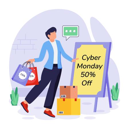 Woman shops on the day of Sale  Illustration