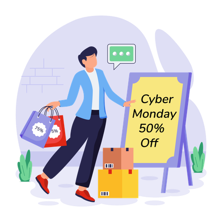Woman shops on the day of Sale  일러스트레이션