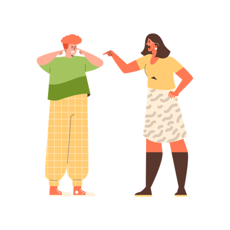 Woman shouting at man  Illustration