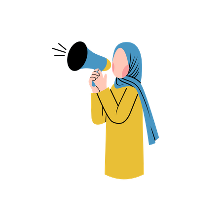 Woman shouting in megaphone Illustration