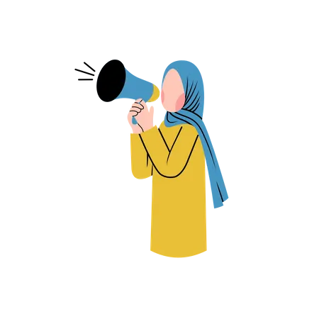 Woman shouting in megaphone Illustration