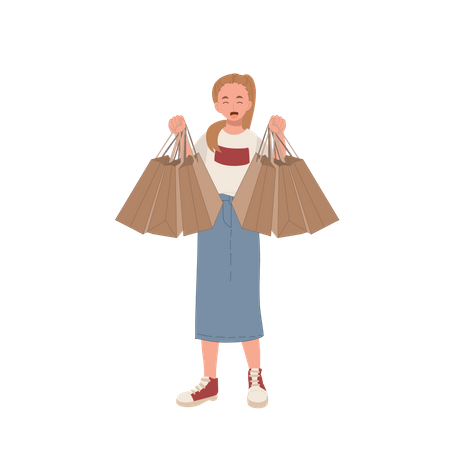 Woman show shopping bag  Illustration