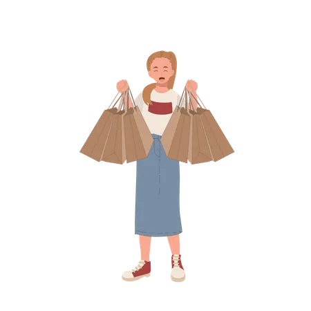 Woman show shopping bag  Illustration