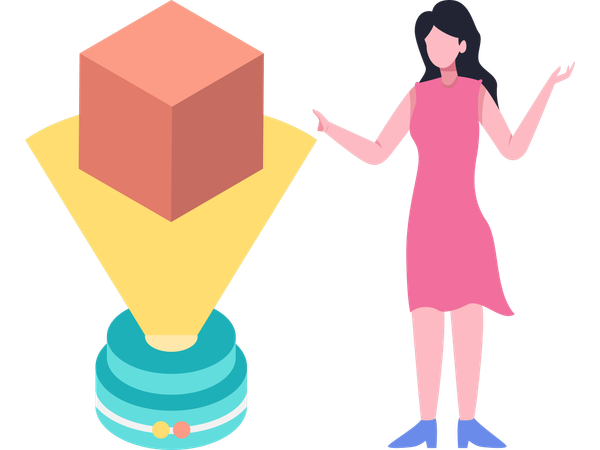 Woman showing 3d modeling  Illustration