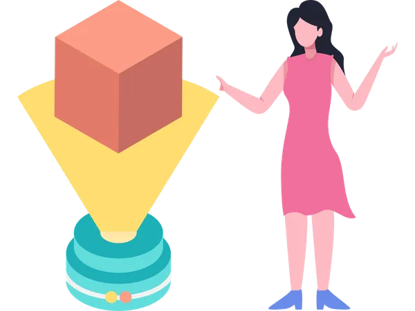 Woman showing 3d modeling  Illustration