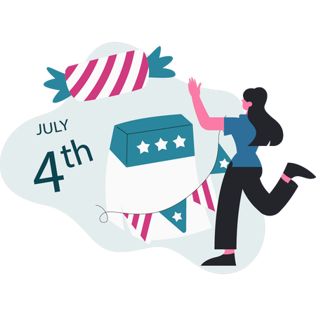 Woman  showing 4th July sweet  Illustration