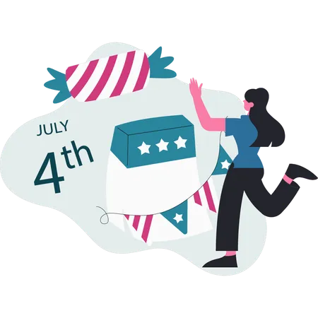 Woman  showing 4th July sweet  Illustration