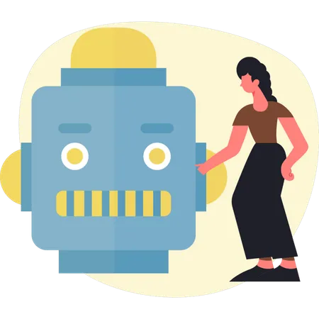 Woman showing ai robot  Illustration