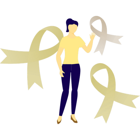 Woman showing aids ribbon  Illustration