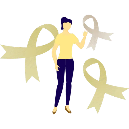 Woman showing aids ribbon  Illustration