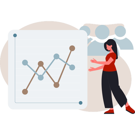 Woman showing analytics graph  Illustration