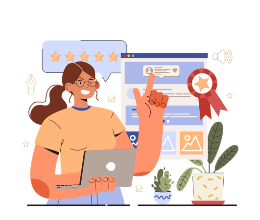 Woman showing best feedback  Illustration