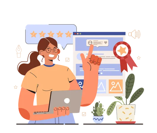 Woman showing best feedback  Illustration