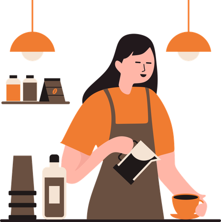 Woman showing Beverage Creation  Illustration