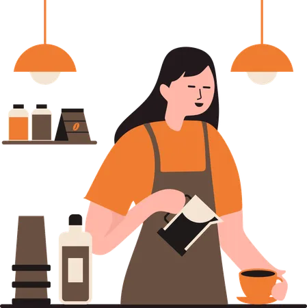 Woman showing Beverage Creation  Illustration