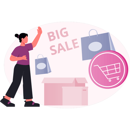 Woman showing black friday sale event  Illustration