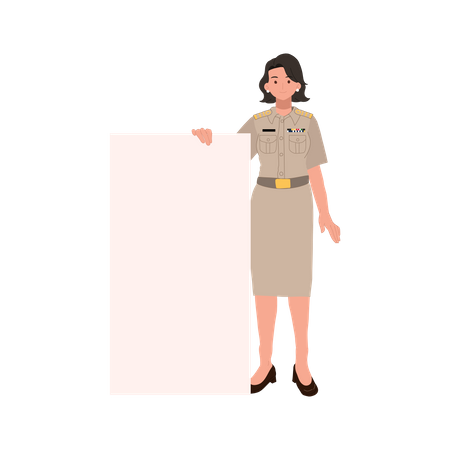 Woman showing blank board placard  Illustration