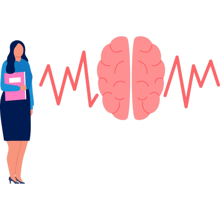 Woman showing brain veins  Illustration