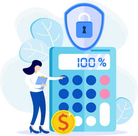 Woman showing budget calculation  Illustration