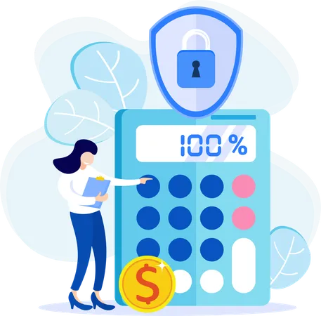 Woman showing budget calculation  Illustration