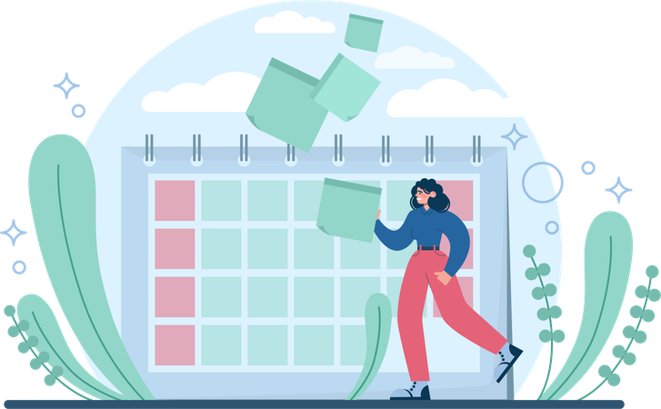 Woman showing business calendar  Illustration