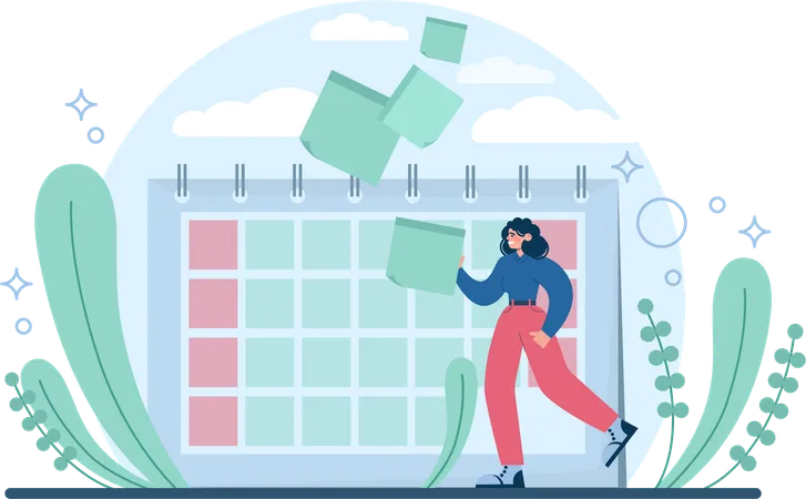 Woman showing business calendar  Illustration