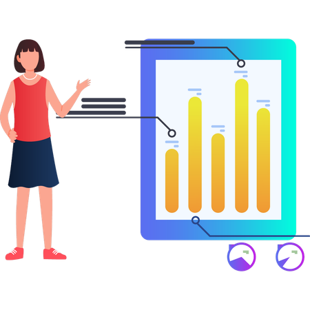 Woman showing business chart  Illustration