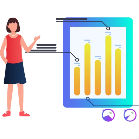 Woman showing business chart  Illustration