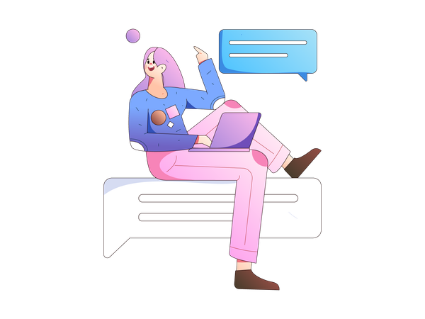 Woman showing business chat  Illustration