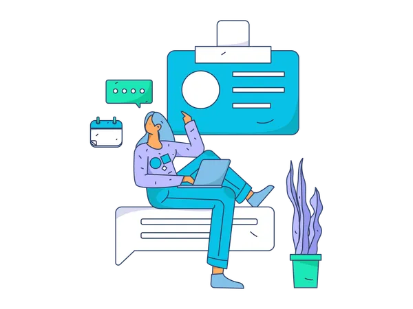 Woman showing business chat  Illustration