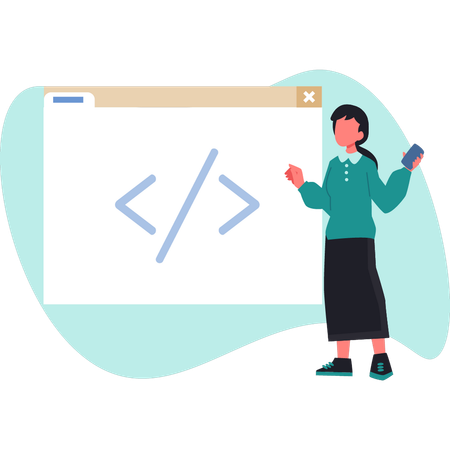 Woman showing business coding  Illustration