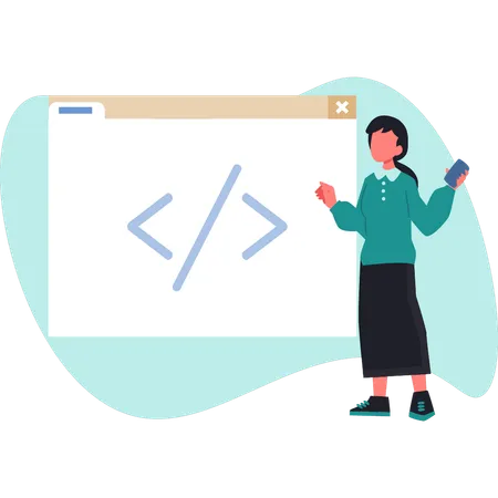 Woman showing business coding  Illustration