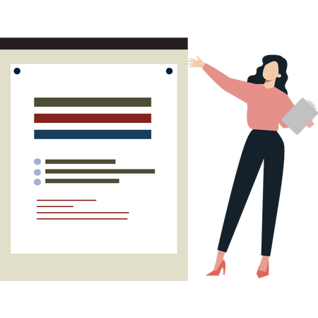 Woman showing business document  Illustration