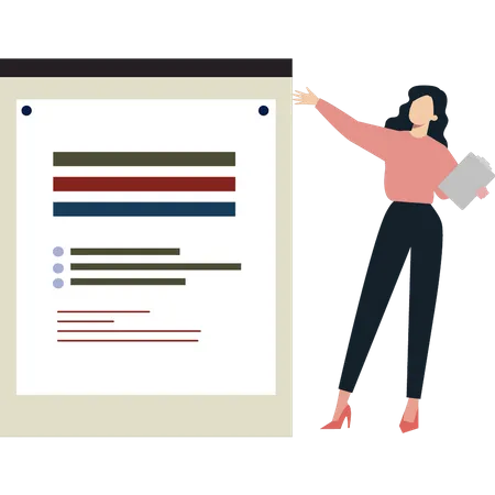 Woman showing business document  Illustration