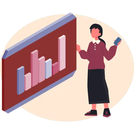 Woman showing business graph  Illustration