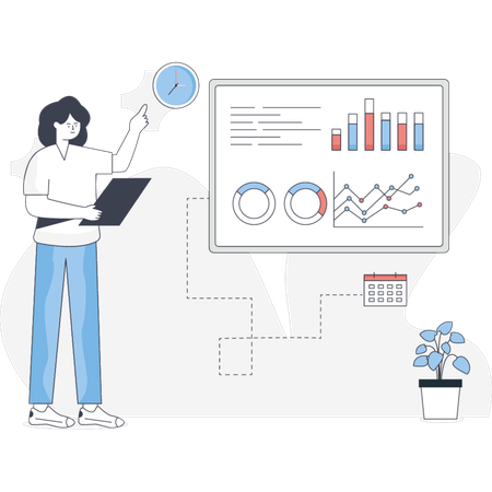 Woman Showing Business Management  Illustration
