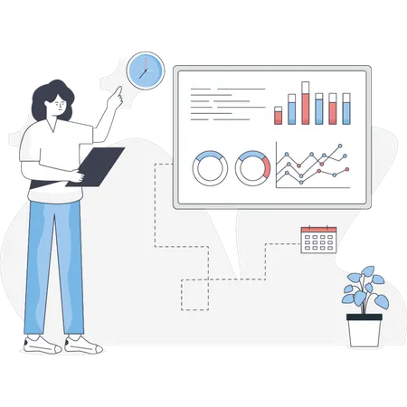 Woman Showing Business Management  Illustration