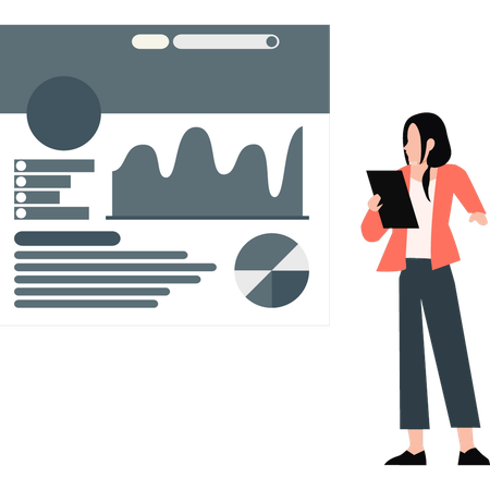 Woman showing business report  Illustration